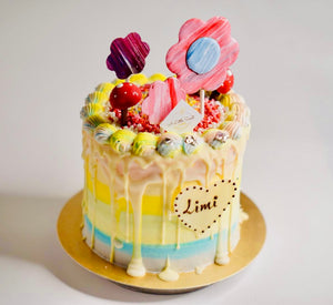 Rainbow Fresh Cream Cake (Candy filled) -Small