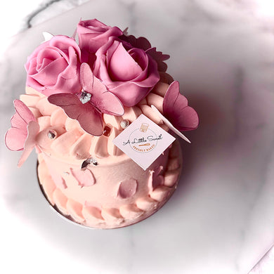 Sugar Rose Butterfly Strawberry Fresh Cream Cake 4” x 7”