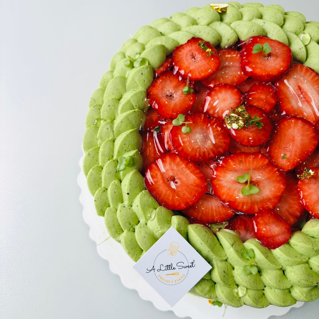 8” Uji Matcha Strawberry Fresh Cream Cake