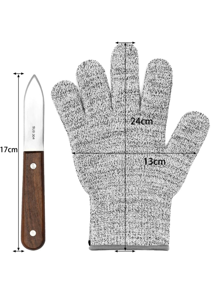 Oyster Knife, 1 Pcs Oyster Shucker Knife And 1 Pairs Glove Set