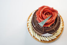 Load image into Gallery viewer, Handmade Red Rose Signature Dark Chocolate 70% -4”(D)”x4”(H)