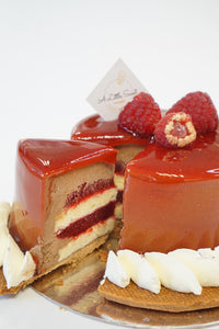 72% Dark Chocolate Raspberry Fudge Mousse Cake - 4”(D) x4”(H)