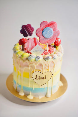 Rainbow Fresh Cream Cake (Candy filled) -Small