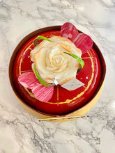Load image into Gallery viewer, Handmade Sugar Rose Raspberry 72% Dark Chocolate Fudge Cake