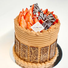 Load image into Gallery viewer, Strawberry and Raspberry Dark Chocolate Fresh Cream Cake - 4.5&quot;(D) x 5” (H)