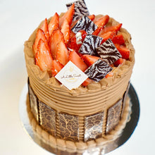 Load image into Gallery viewer, Strawberry and Raspberry Dark Chocolate Fresh Cream Cake - 6.5&quot;(D) x 7&quot; (H)